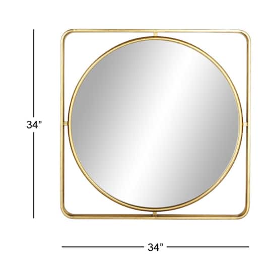 Gold Contemporary Metal Wall Mirror, 34" x 34"